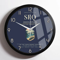 Thumbnail for Sarasota Bradenton International Airport (SRQ) design on navy blue framed wall clock