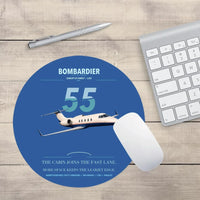 Thumbnail for Bombardier Learjet 55 design on blue round mouse pad