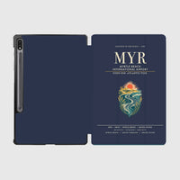 Thumbnail for Myrtle Beach International Airport (MYR) design on navy blue samsung tablet tablet case