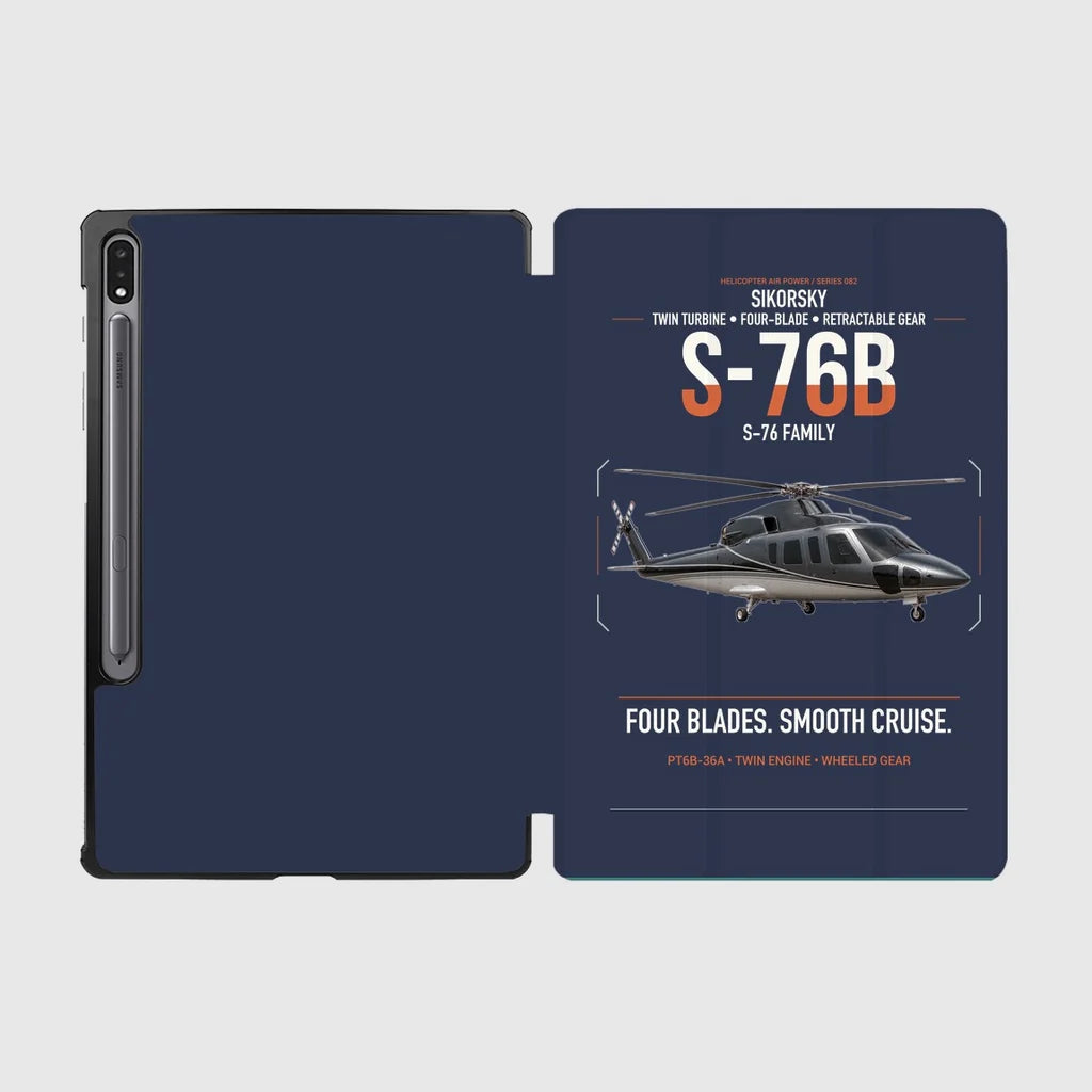 Sikorsky S-76B design on navy blue samsung tablet tablet case