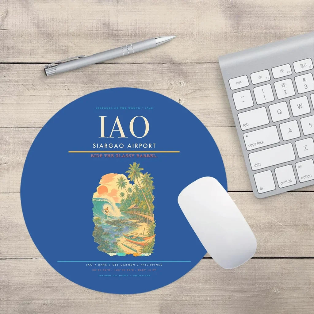 Siargao Airport (IAO) design on blue round mouse pad