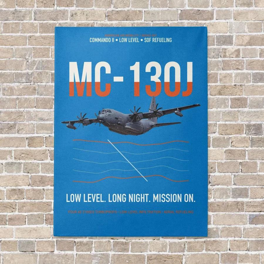 MC-130J COMMANDO II vertical canvas print - no frame - turquoise background