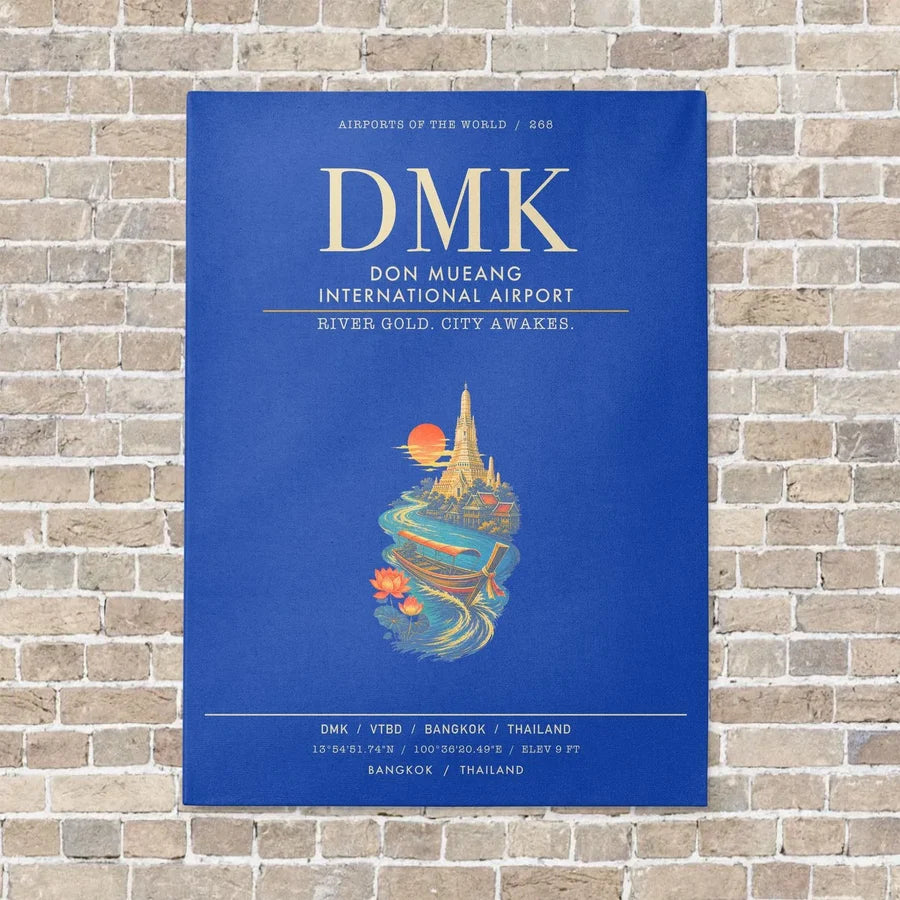 Don Mueang International Airport Bangkok DMK - Canvas Framed - Blue