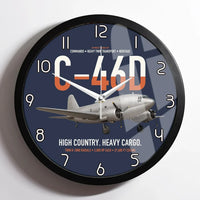 Thumbnail for C-46D Commando design on navy blue framed wall clock