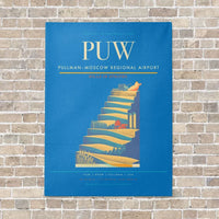 Thumbnail for Pullman–Moscow Regional Airport PUW vertical canvas print - no frame - turquoise background