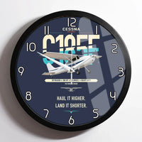 Thumbnail for Cessna A185F Skywagon design on navy blue framed wall clock