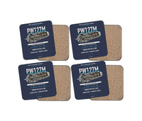 Thumbnail for PW127M design on navy blue 4 pieces set coaster