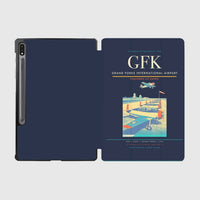Thumbnail for Grand Forks International Airport (GFK) design on navy blue samsung tablet tablet case