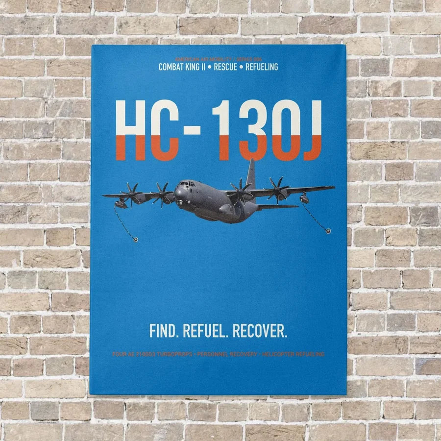 HC-130J COMBAT KING II vertical canvas print - no frame - turquoise background
