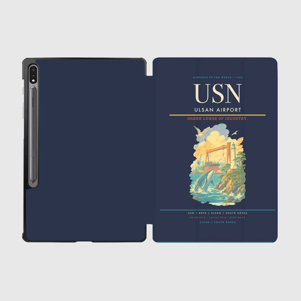 Ulsan Airport (USN) design on navy blue samsung tablet tablet case