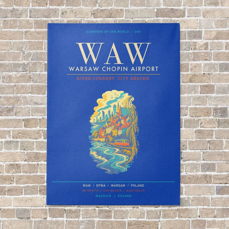 Warsaw Chopin Airport WAW - Canvas Framed - Blue