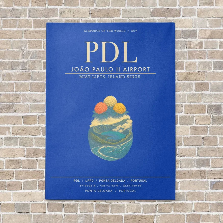 Joao Paulo II Airport PDL - Canvas Framed - Blue