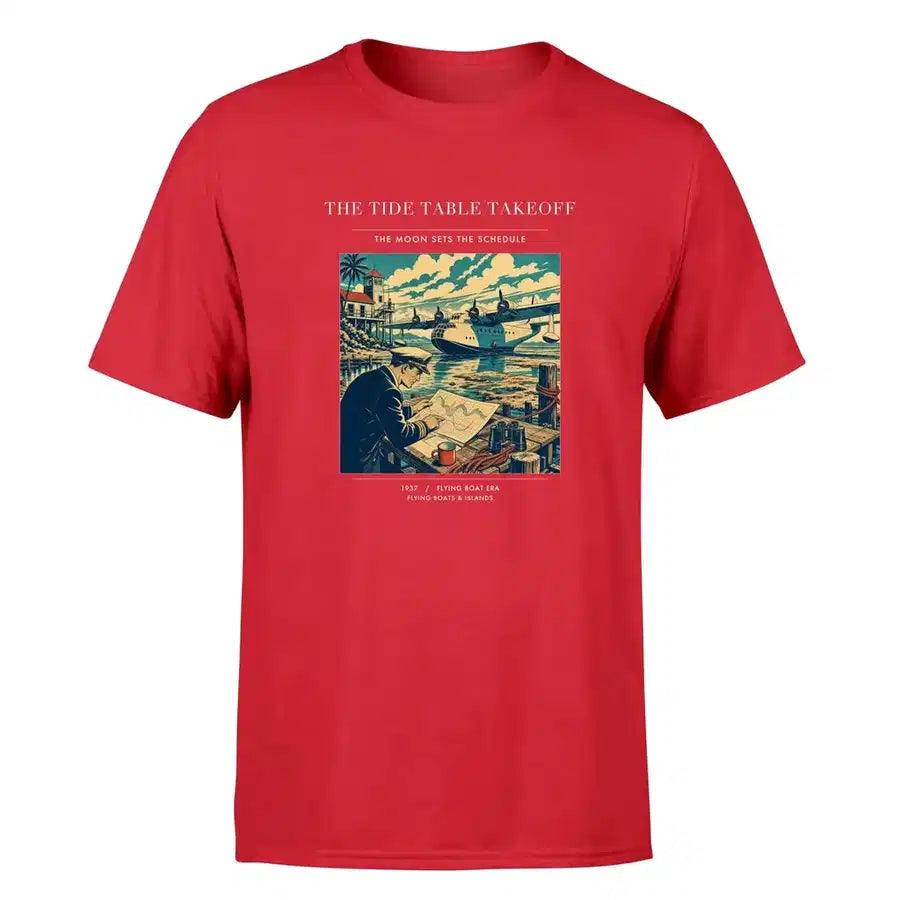 VINTAGE G4272 - The Tide Table Takeoff - Premium T-Shirt design on red premium t shirt