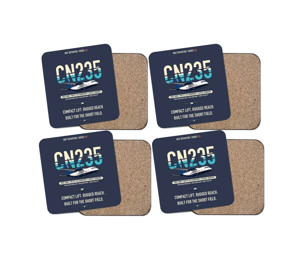 Airbus CN235-300M design on navy blue 4 pieces set coaster