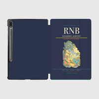 Thumbnail for Ronneby Airport (RNB) design on navy blue samsung tablet tablet case