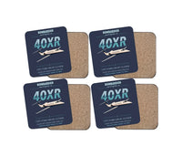 Thumbnail for Bombardier Learjet 40XR design on navy blue 4 pieces set coaster