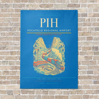 Thumbnail for Pocatello Regional Airport PIH vertical canvas print - no frame - turquoise background