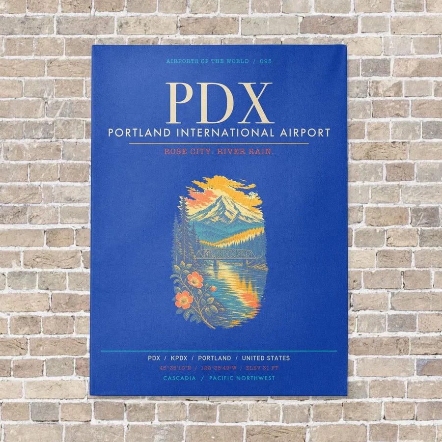 Portland International Airport PDX - Canvas Framed - Blue