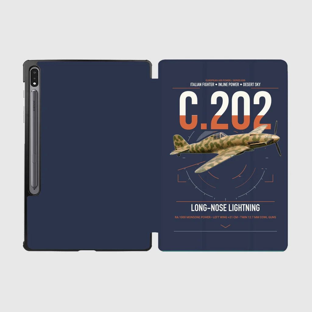 Macchi C.202 Folgore design on navy blue samsung tablet tablet case