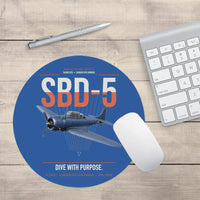 Thumbnail for SBD-5 Dauntless design on blue round mouse pad
