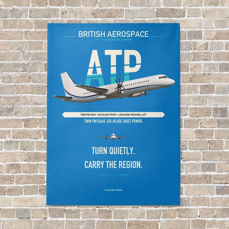 British Aerospace ATP vertical canvas print - no frame - turquoise background