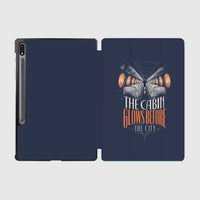 Thumbnail for The Cabin Glows Before The City design on navy blue samsung tablet tablet case
