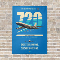 Thumbnail for Boeing 720B vertical canvas print - no frame - turquoise background