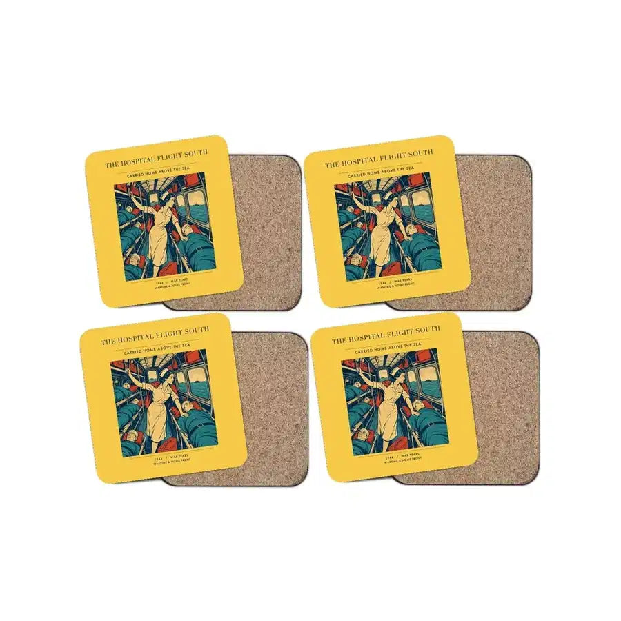 The Hospital Flight South - Designed Coasters design on yellow 4-pieces-set