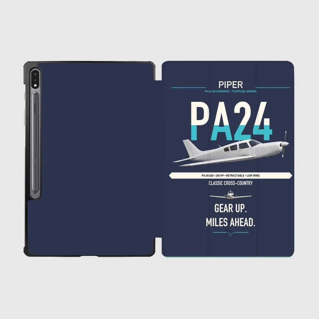 Piper PA-24-250 Comanche 250 design on navy blue samsung tablet tablet case