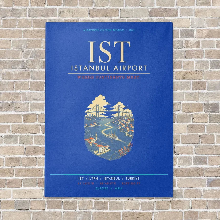 Istanbul Airport IST - Canvas Framed - Blue