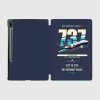 Thumbnail for Boeing 737 MAX 8 design on navy blue samsung tablet tablet case
