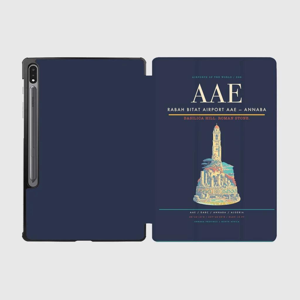 Rabah Bitat Airport (AAE) design on navy blue samsung tablet tablet case