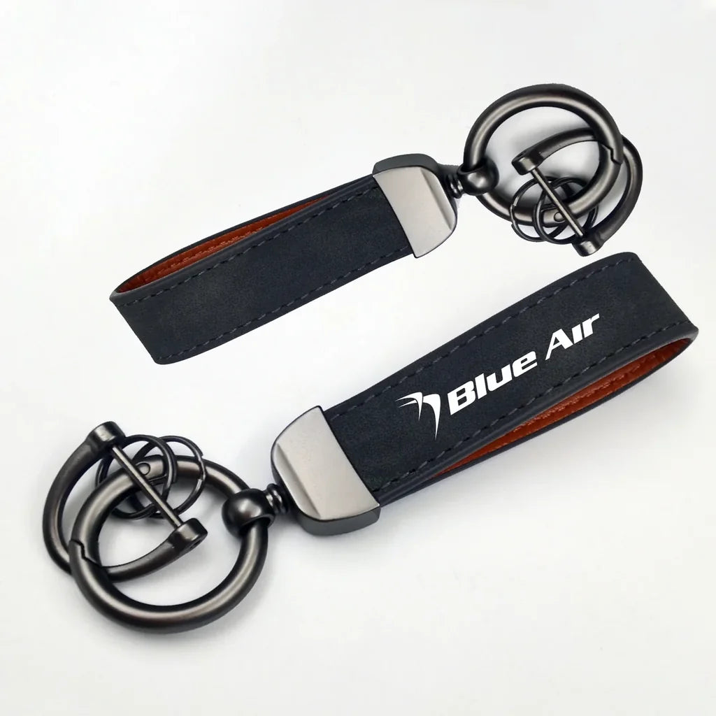 Blue Air Horseshoe Buckle key chain in black