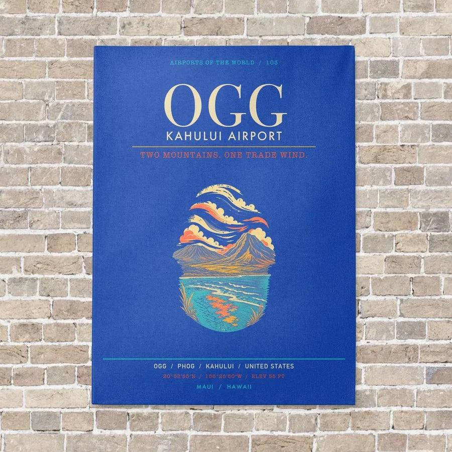 Kahului Airport OGG - Canvas Framed - Blue