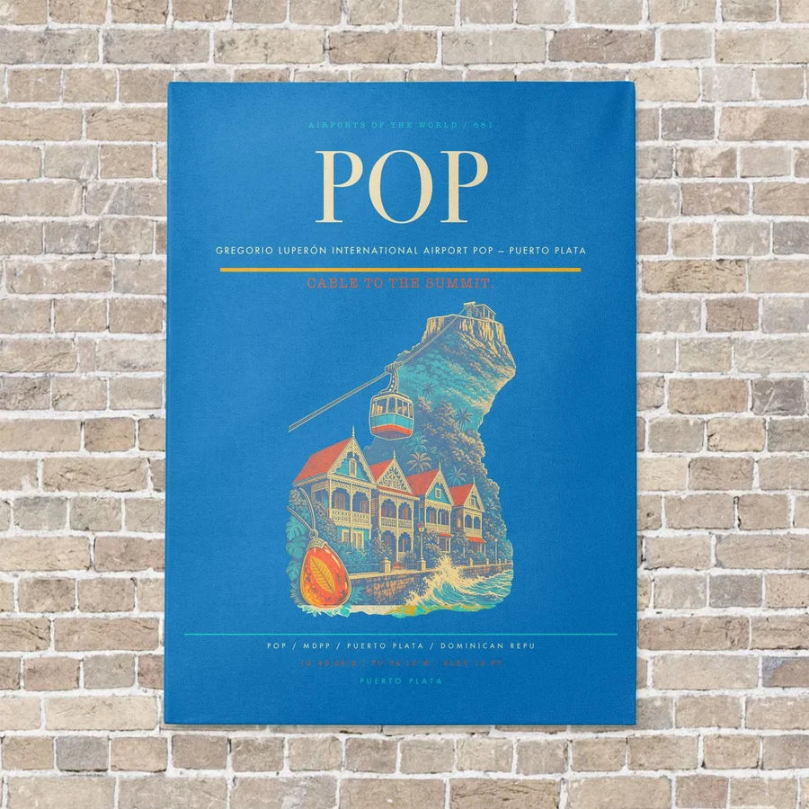 Gregorio Luperón International Airport POP — Puerto Plata vertical canvas print - no frame - turquoise background