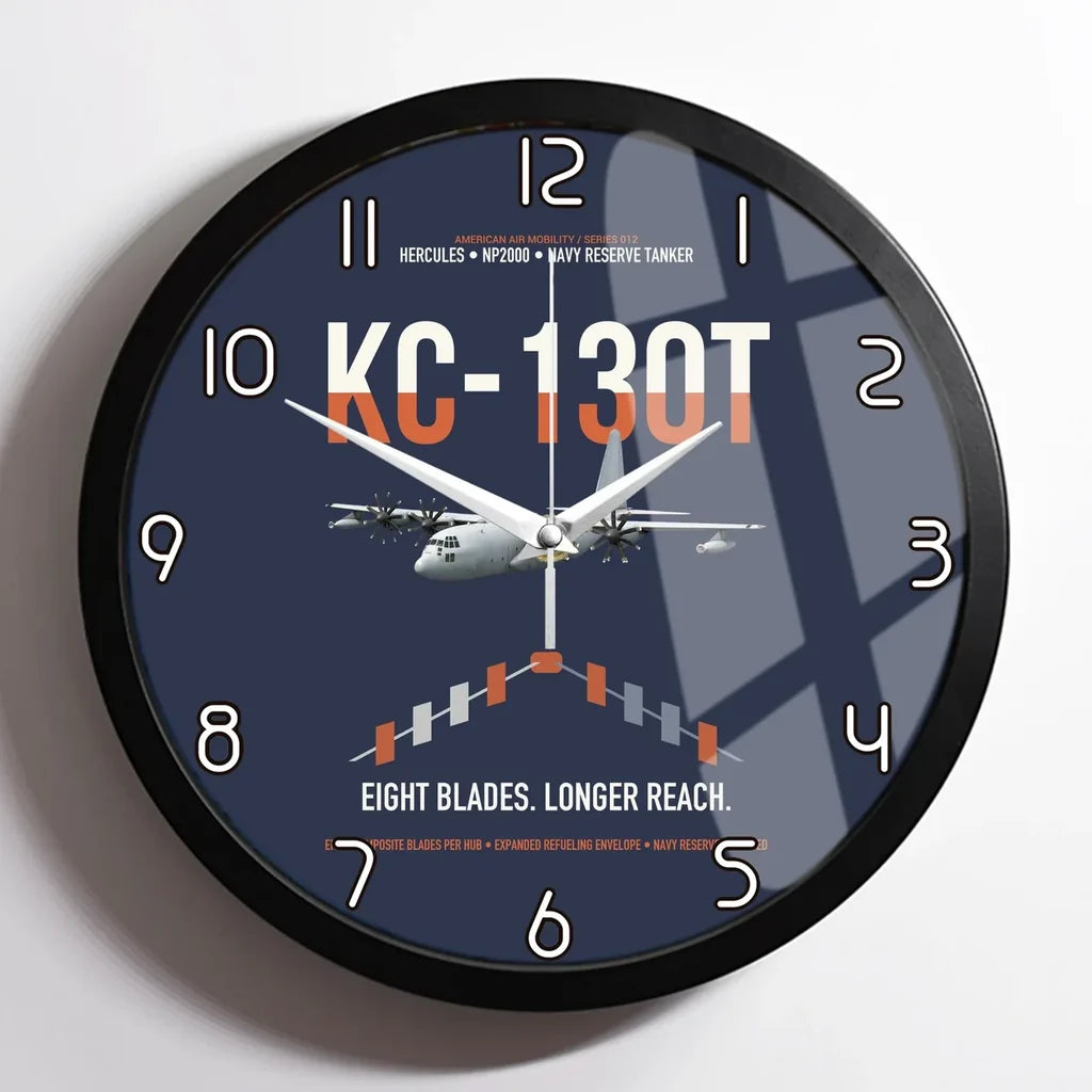 KC-130T NP2000 design on navy blue framed wall clock
