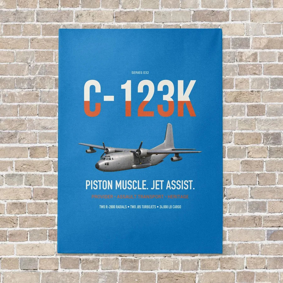 C-123K Provider vertical canvas print - no frame - turquoise background