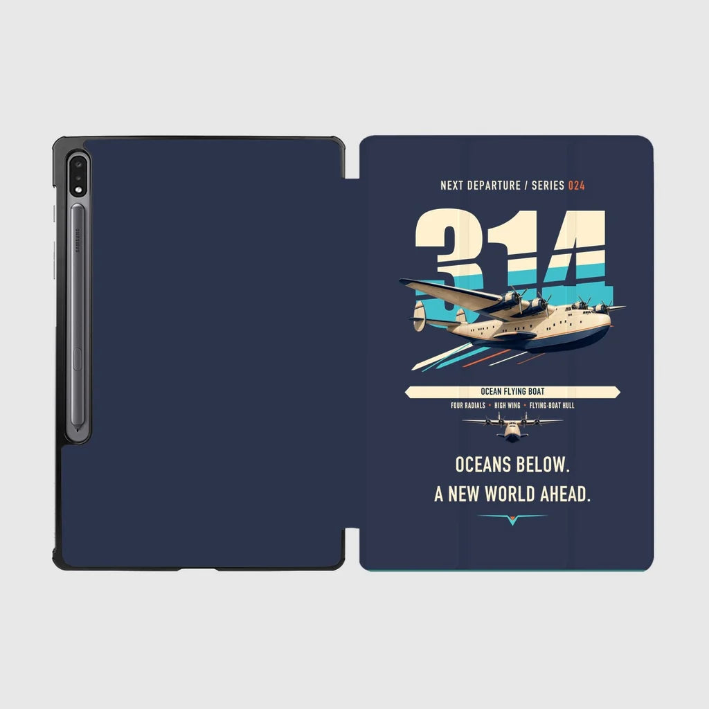 Boeing 314 Clipper design on navy blue samsung tablet tablet case