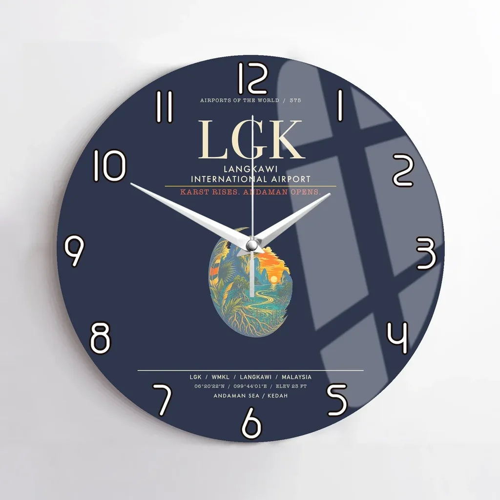 Langkawi International Airport LGK Wall-Clock No-Frame - Navy Blue