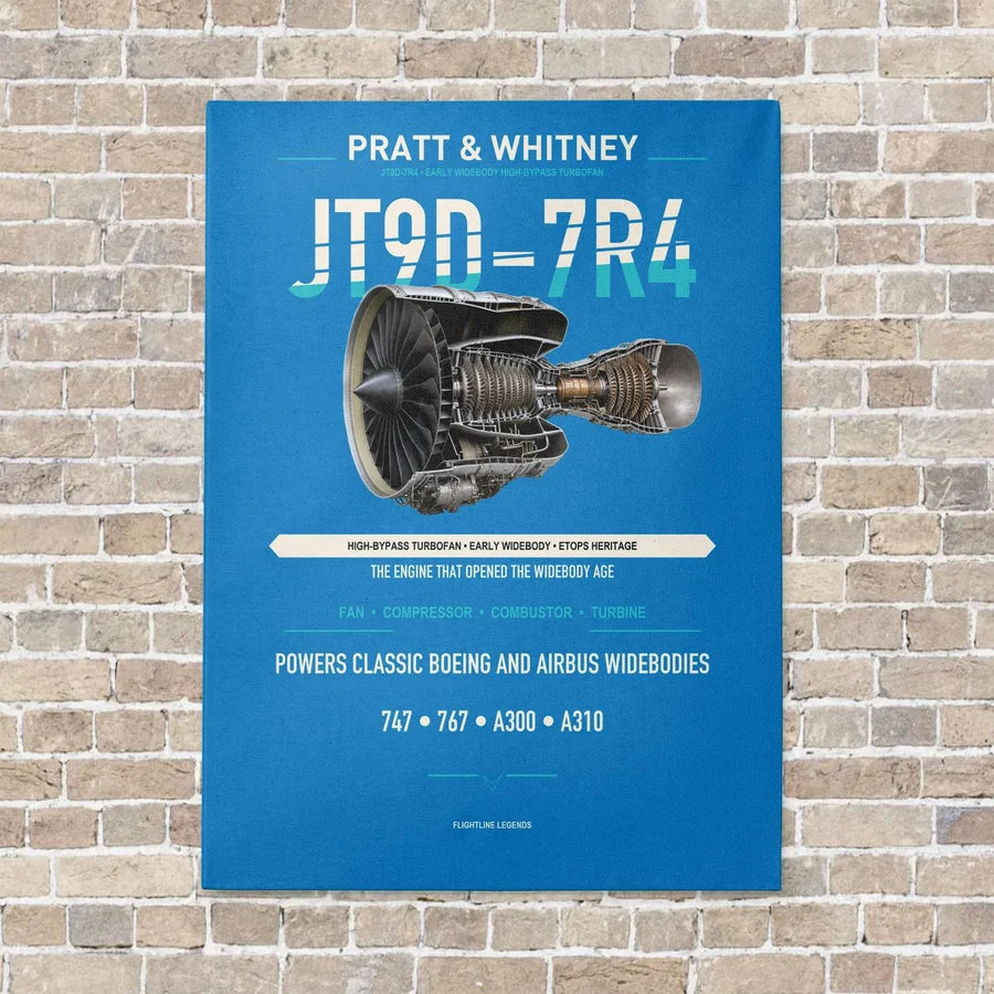 JT9D-7R4 vertical canvas print - no frame - turquoise background