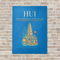 Thumbnail for Phu Bai International Airport HUI — Hue vertical canvas print - no frame - turquoise background