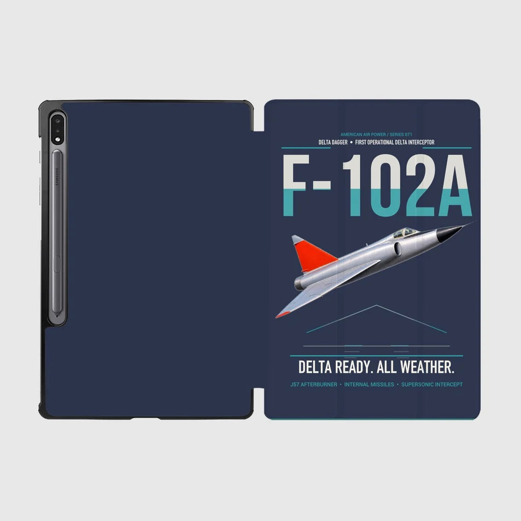 F-102A Delta Dagger design on navy blue samsung tablet tablet case