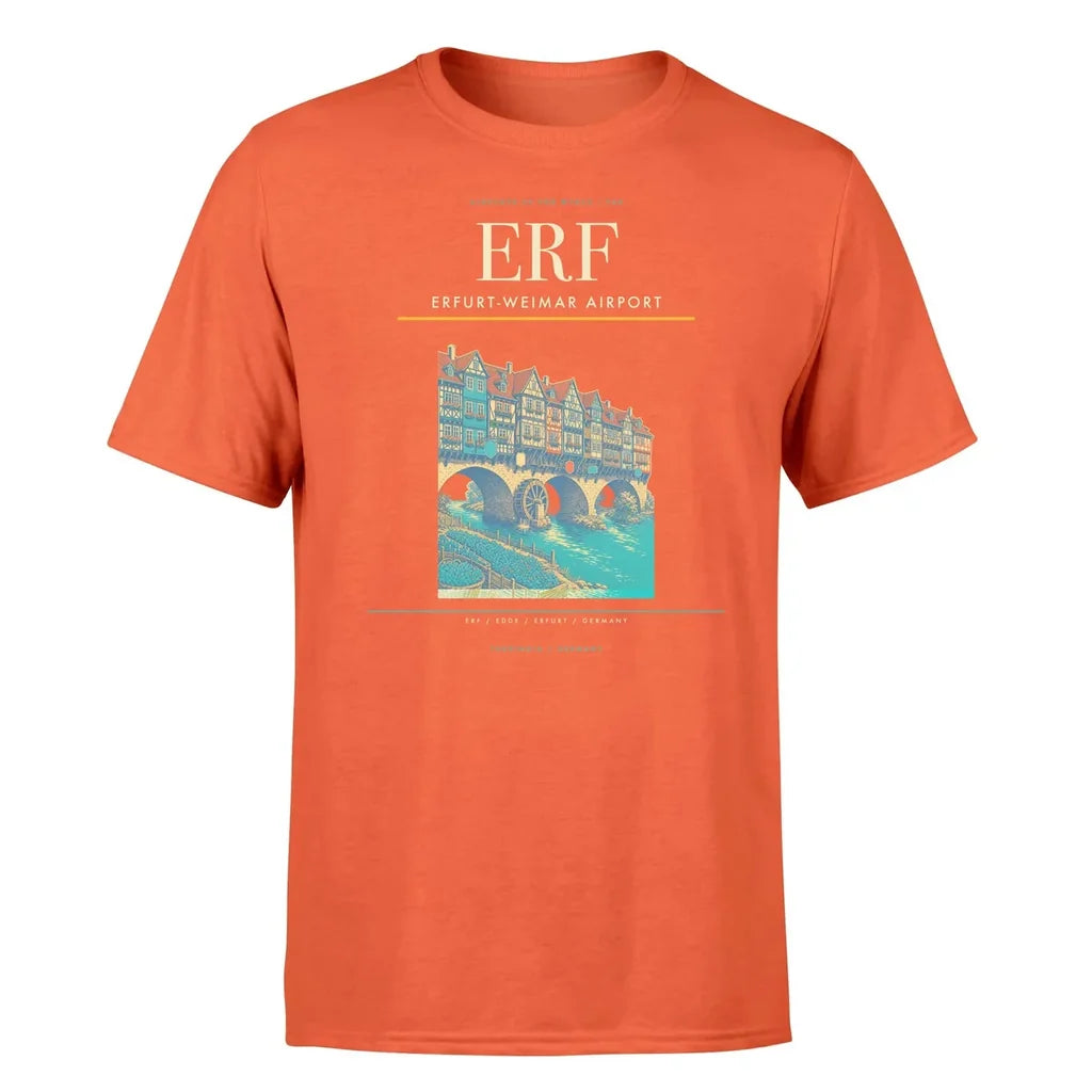 Erfurt-Weimar Airport (ERF) T-Shirt single-side front print in Orange | erfurt-weimar-airport-erf-double-side-t-shirt