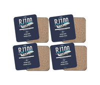 Thumbnail for Avro RJ100 design on navy blue 4 pieces set coaster