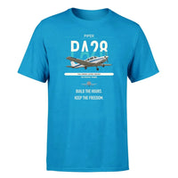 Thumbnail for Piper PA-28 Cherokee design on turquoise t-shirt, single-side print