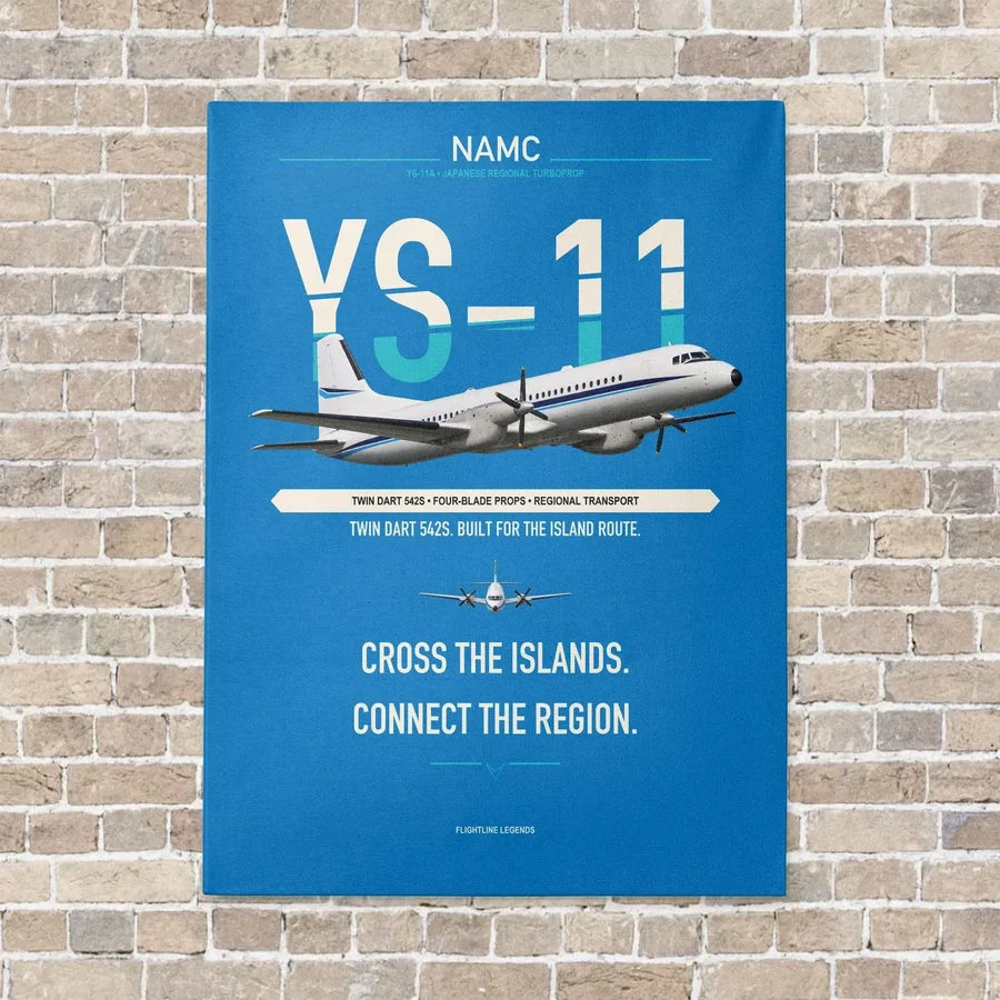 NAMC YS-11A vertical canvas print - no frame - turquoise background