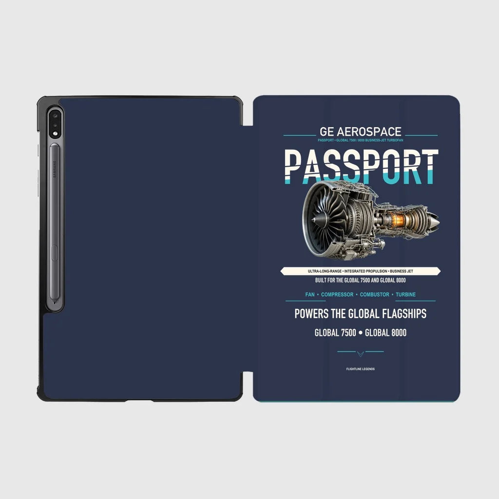 PASSPORT design on navy blue samsung tablet tablet case