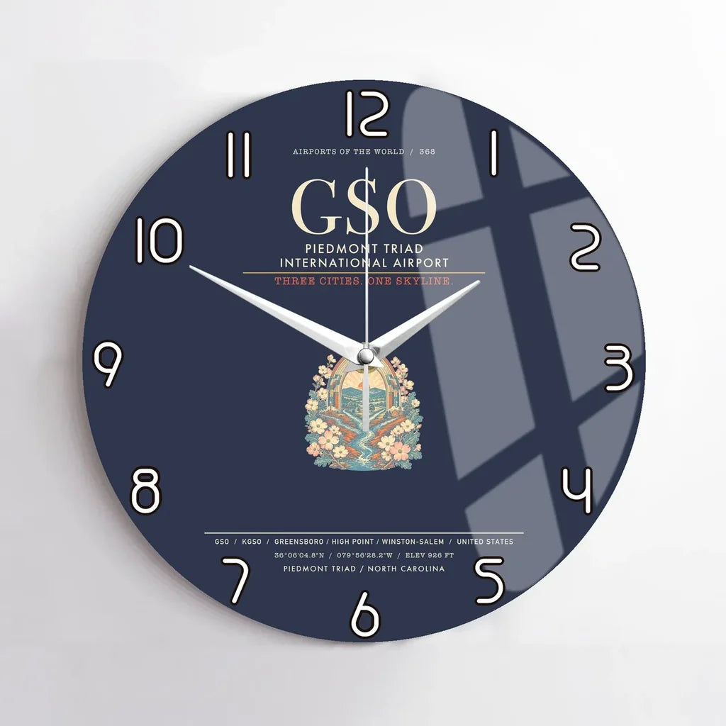 Piedmont Triad International Airport GSO Wall-Clock No-Frame - Navy Blue