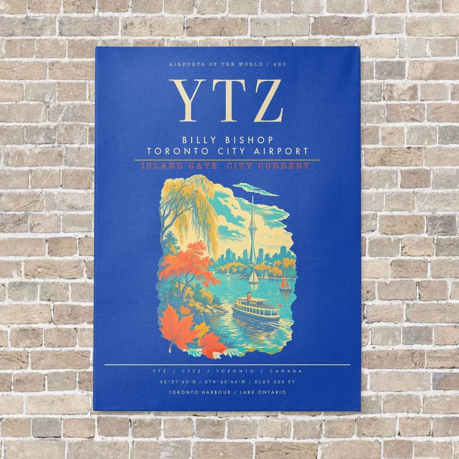 Billy Bishop Toronto City Airport YTZ - Canvas Framed - Blue