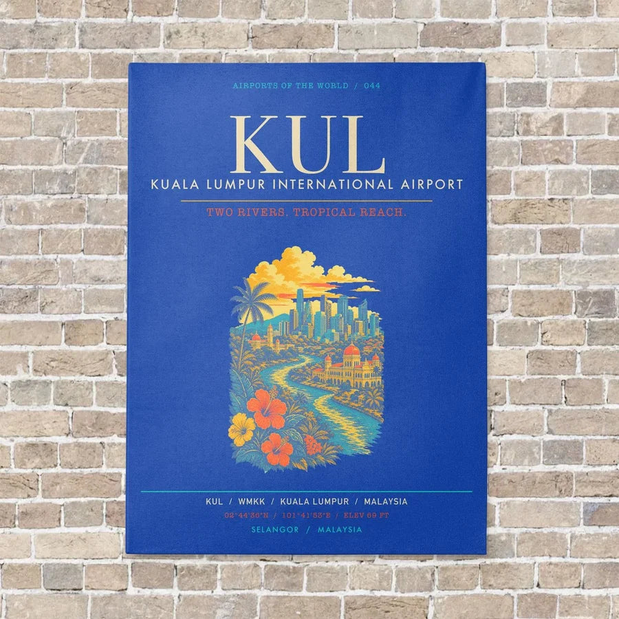 Kuala Lumpur International Airport KUL - Canvas Framed - Blue